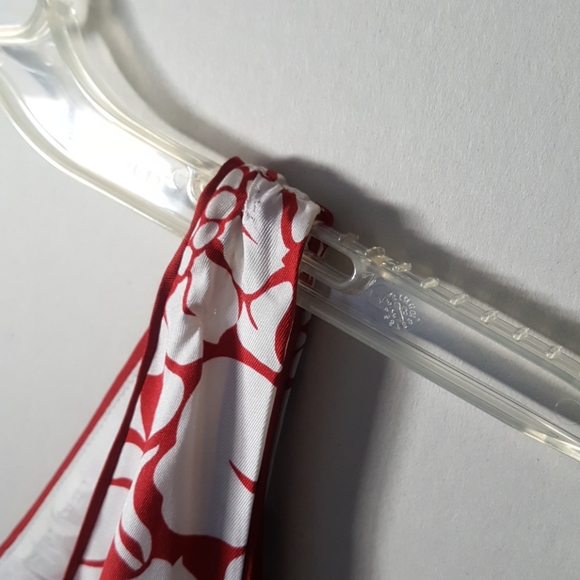 Ann Taylor Petites Red & Ivory Floral Surplice 12P Silk Dress - Picture 7 of 9